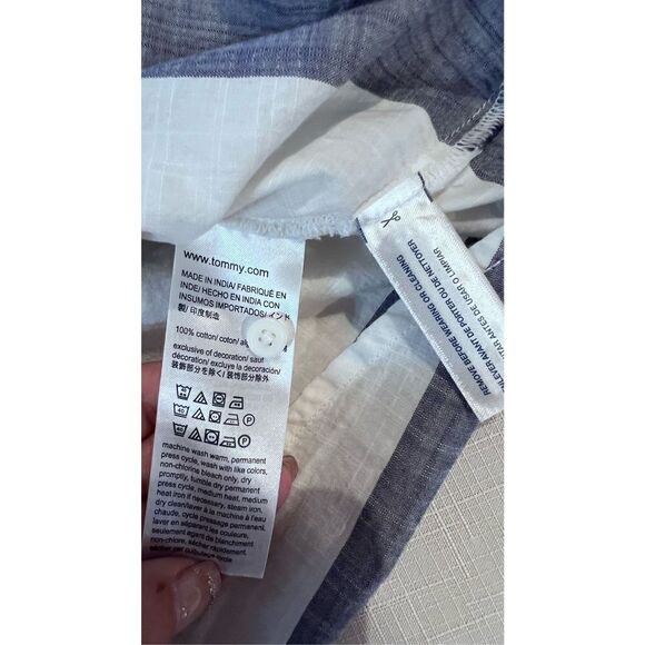 Tommy Hilfiger Women's Striped Colorblock Long Sleeves Top White/Gray Size PS - Picture 7 of 9